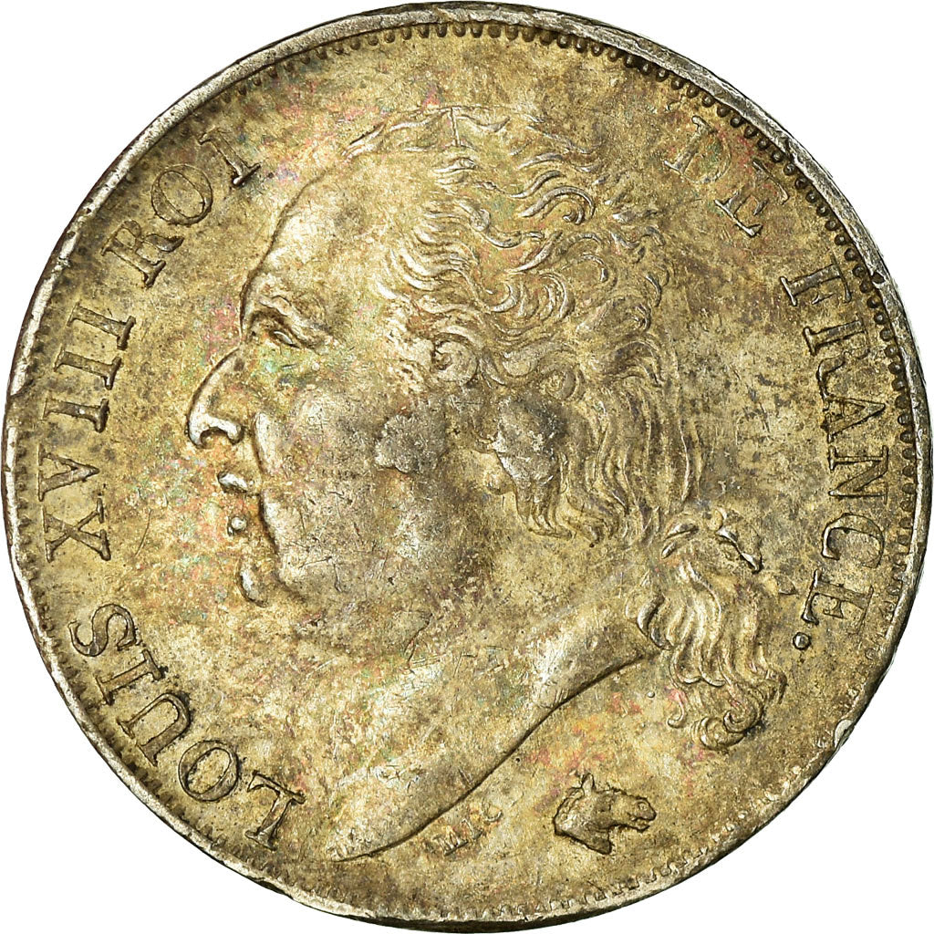 Moneta, Francia, Louis XVIII, Louis XVIII, Franc, 1817, Bordeaux, BB+, Argento