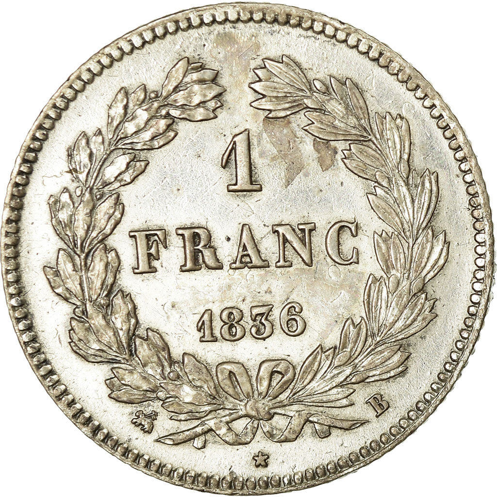 Moneta, Francja, Louis-Philippe, Franc, 1836, Rouen, AU(50-53), Srebro