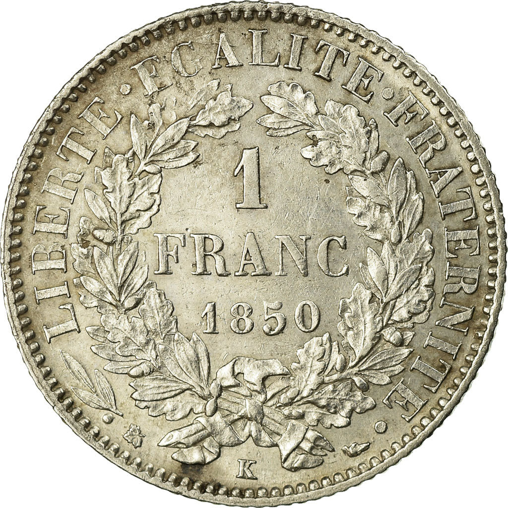 Coin, France, Cérès, Franc, 1850, Bordeaux, AU(55-58), Silver, KM:759.3