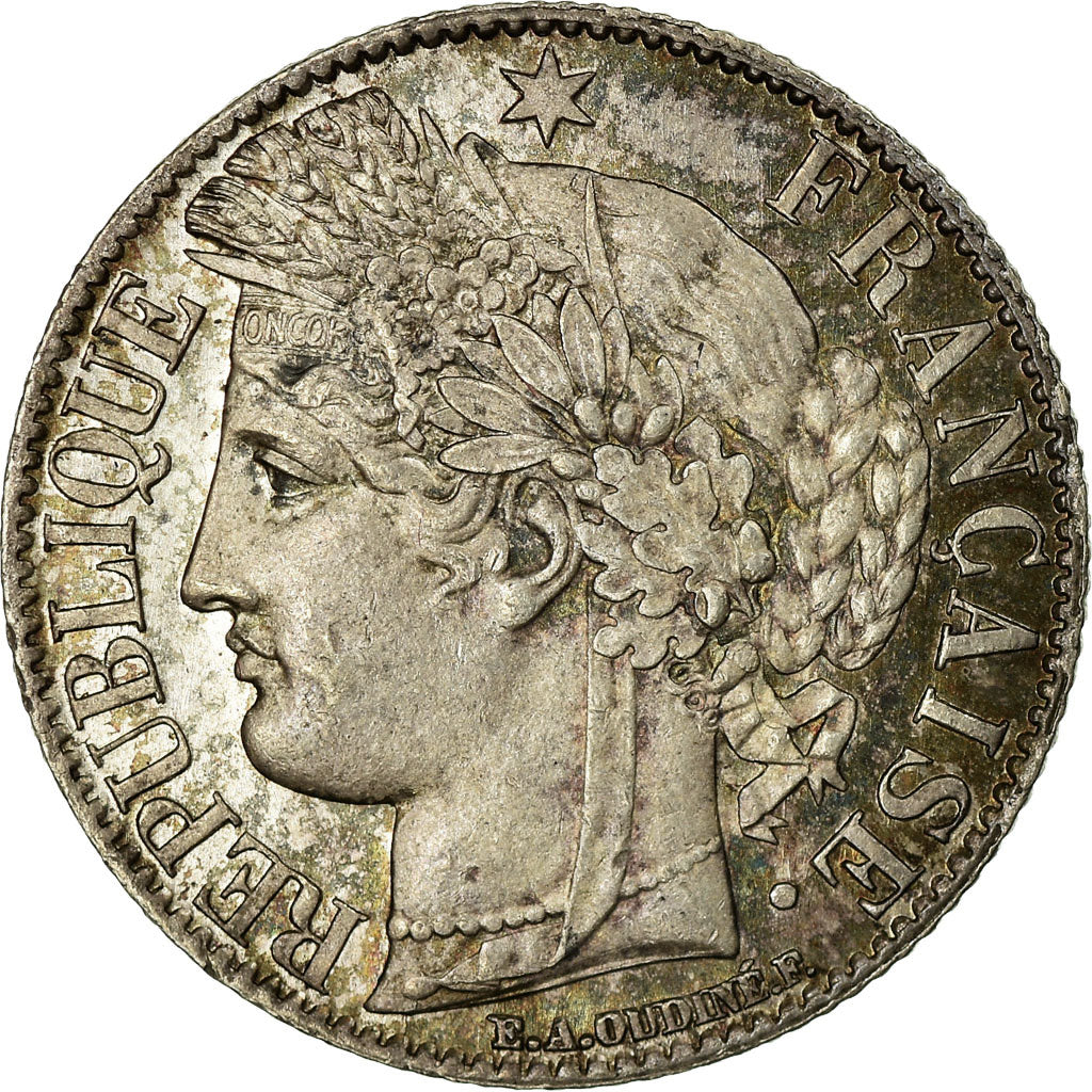 Coin, France, Cérès, Franc, 1872, Bordeaux, MS(63), Silver, KM:822.2