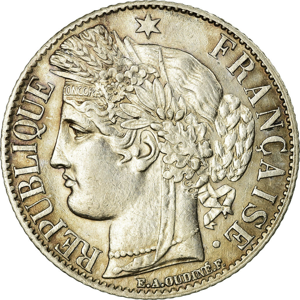 Coin, France, Cérès, Franc, 1872, Bordeaux, AU(55-58), Silver, KM:822.2