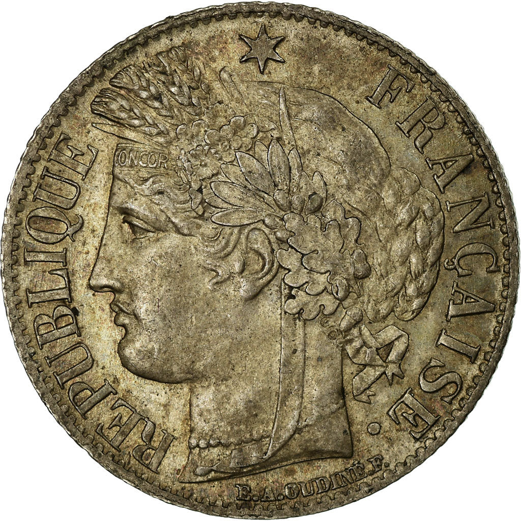 Coin, France, Cérès, Franc, 1871, Bordeaux, AU(55-58), Silver, KM:822.2