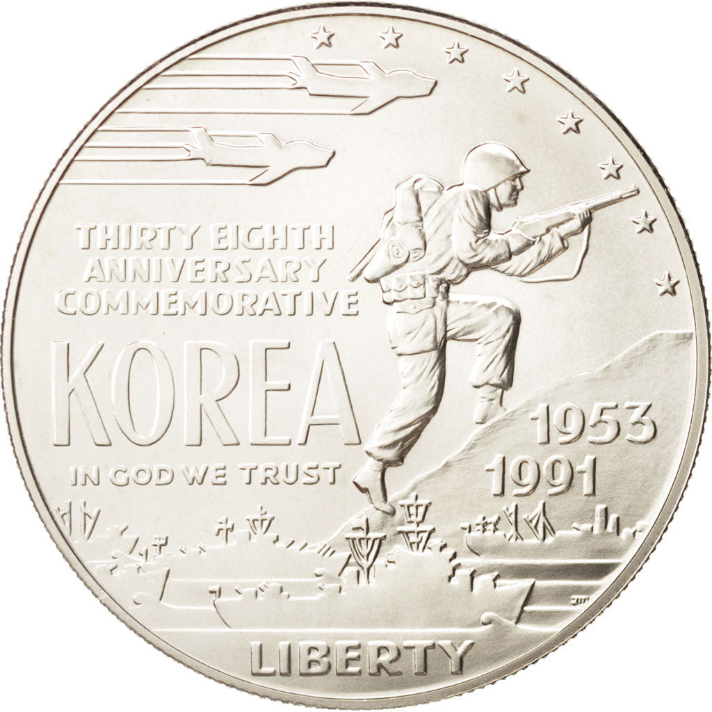 United States, Dollar, 1991, Korean War, Silver, KM:231