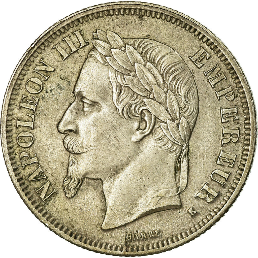 Moneda, Francia, Napoleon III, Napoléon III, 2 Francs, 1866, Bordeaux, MBC+