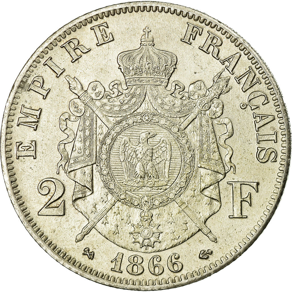 Moneda, Francia, Napoleon III, Napoléon III, 2 Francs, 1866, Bordeaux, EBC