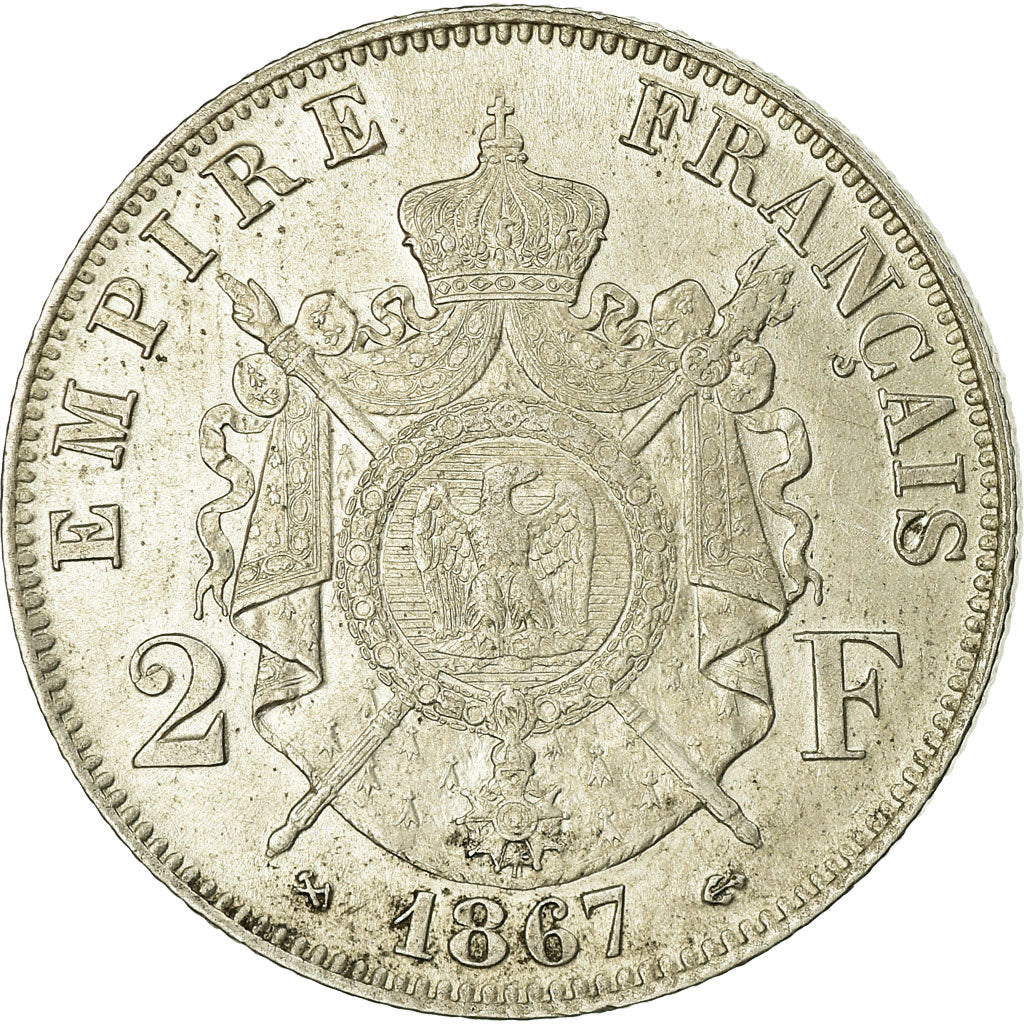Monnaie, France, Napoleon III, Napoléon III, 2 Francs, 1867, Bordeaux, TTB