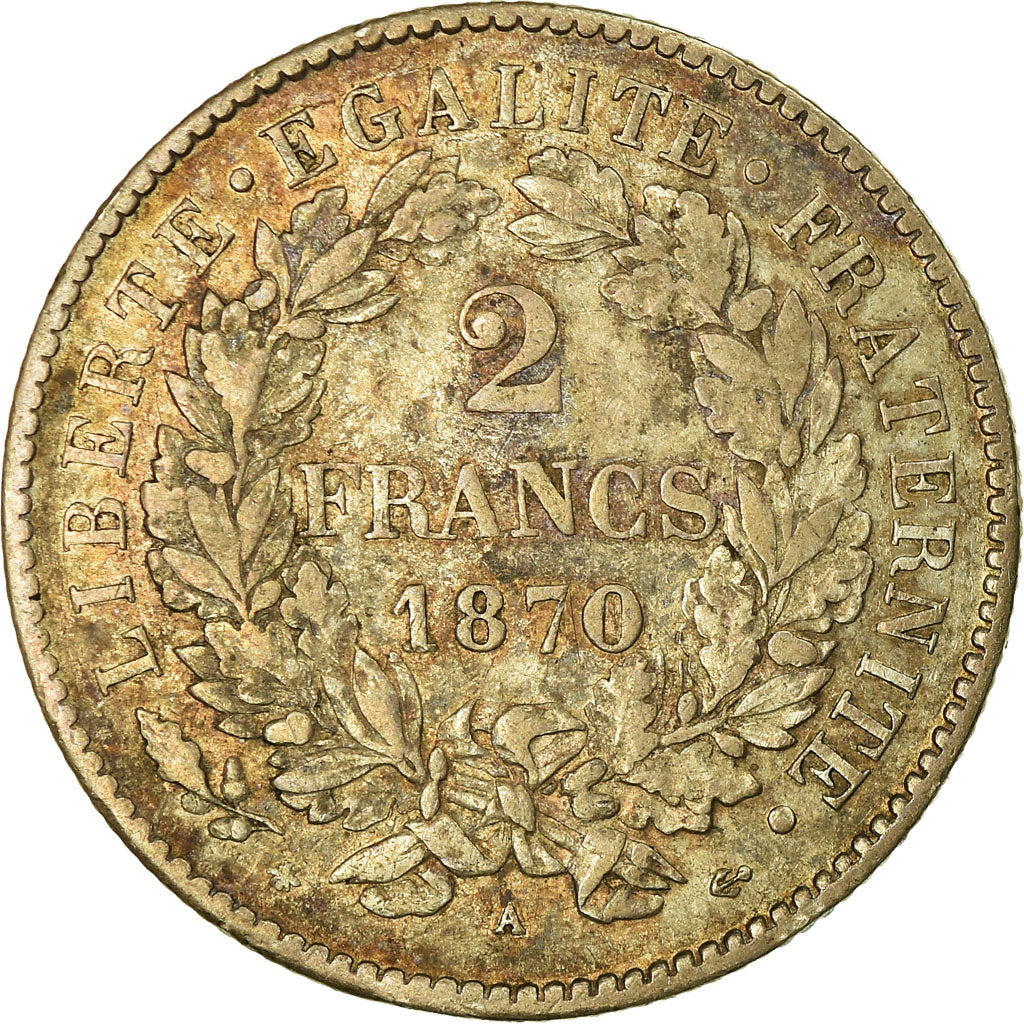 Coin, France, Cérès, 2 Francs, 1870, Paris, EF(40-45), Silver, KM:817.1