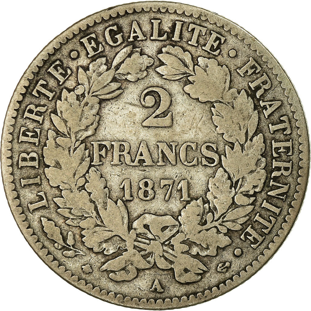 Monnaie, France, Cérès, 2 Francs, 1871, Paris, TB, Argent, Gadoury:530a