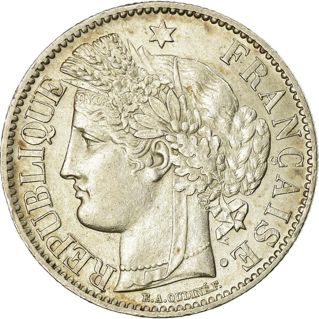 Coin, France, Cérès, 2 Francs, 1887, Paris, AU(55-58), Silver, KM:817.1
