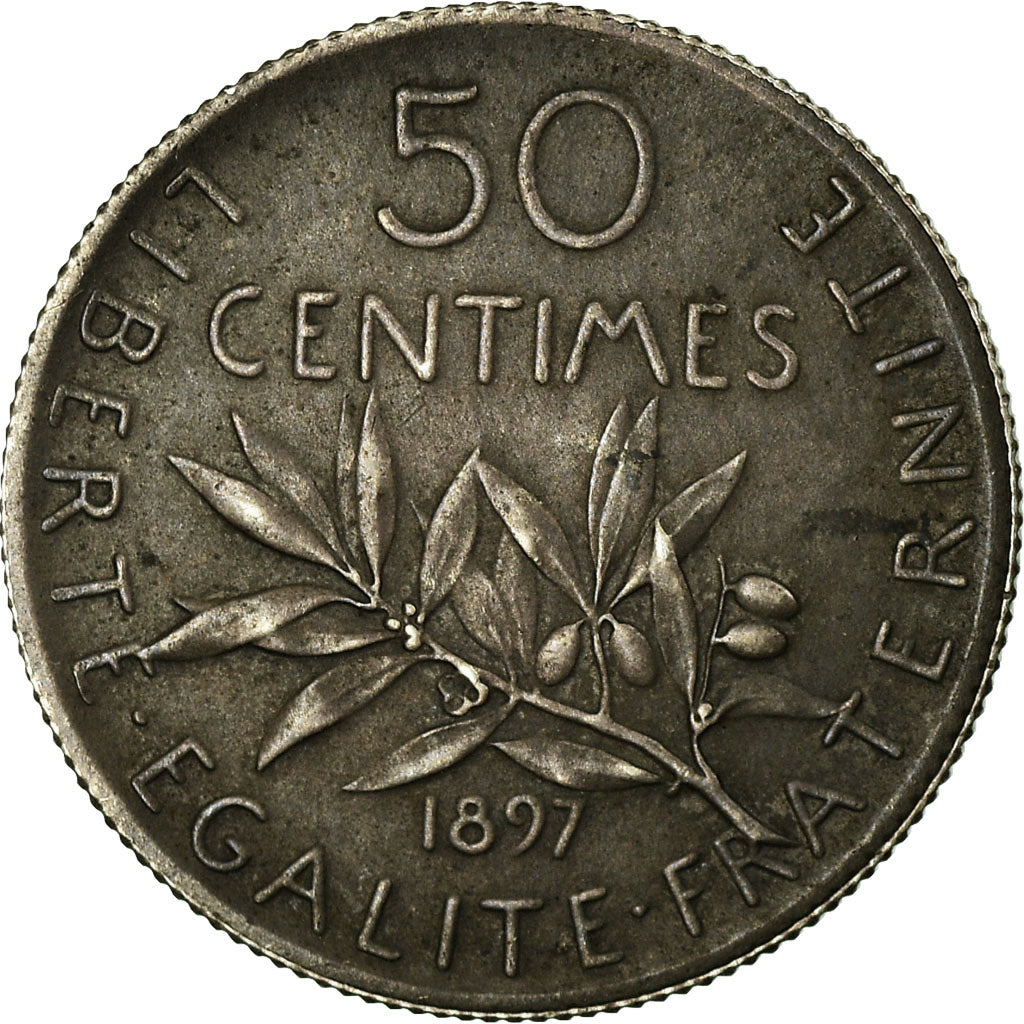 Coin, France, Semeuse, 50 Centimes, 1897, Paris, Flan mat, AU(55-58), Silver