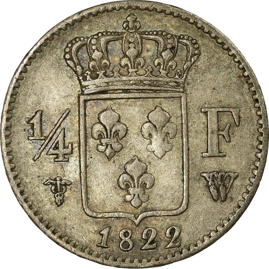 Monnaie, France, Louis XVIII, Louis XVIII, 1/4 Franc, 1822, Lille, TTB, Argent