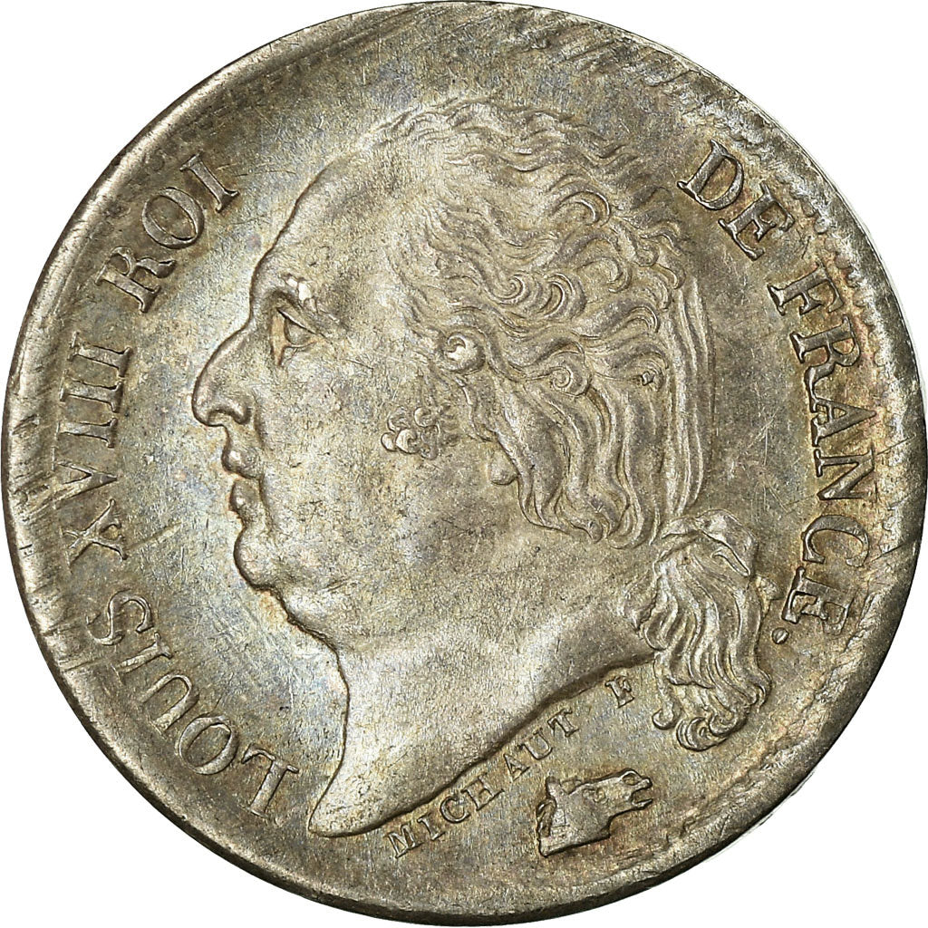 Moeda, França, Louis XVIII, Louis XVIII, 1/2 Franc, 1824, Bordeaux, MS(60-62)