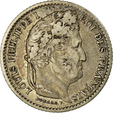 Coin, France, Louis-Philippe, 25 Centimes, 1845, Rouen, EF(40-45), Silver