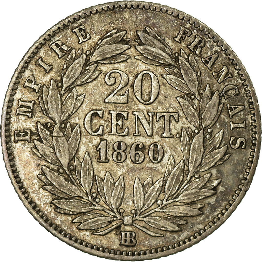 Coin, France, Napoleon III, Napoléon III, 20 Centimes, 1860, Strasbourg