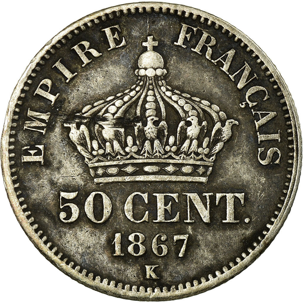 Coin, France, Napoleon III, Napoléon III, 50 Centimes, 1867, Bordeaux