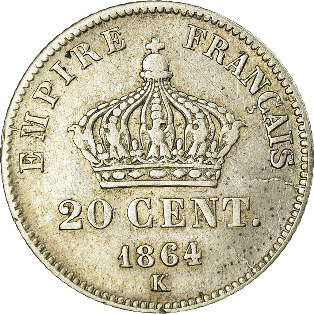 Munten, Frankrijk, Napoleon III, Napoléon III, 20 Centimes, 1864, Bordeaux