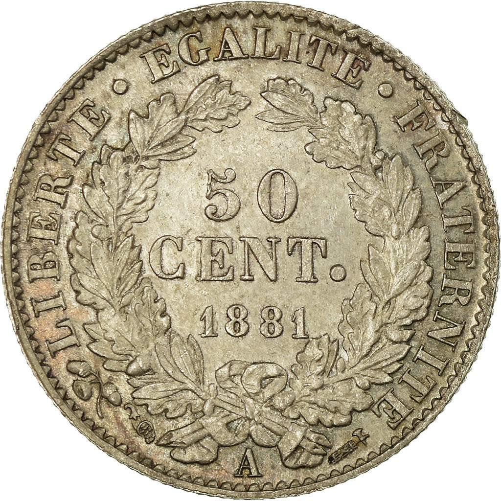 Coin, France, Cérès, 50 Centimes, 1881, Paris, AU(55-58), Silver, KM:834.1
