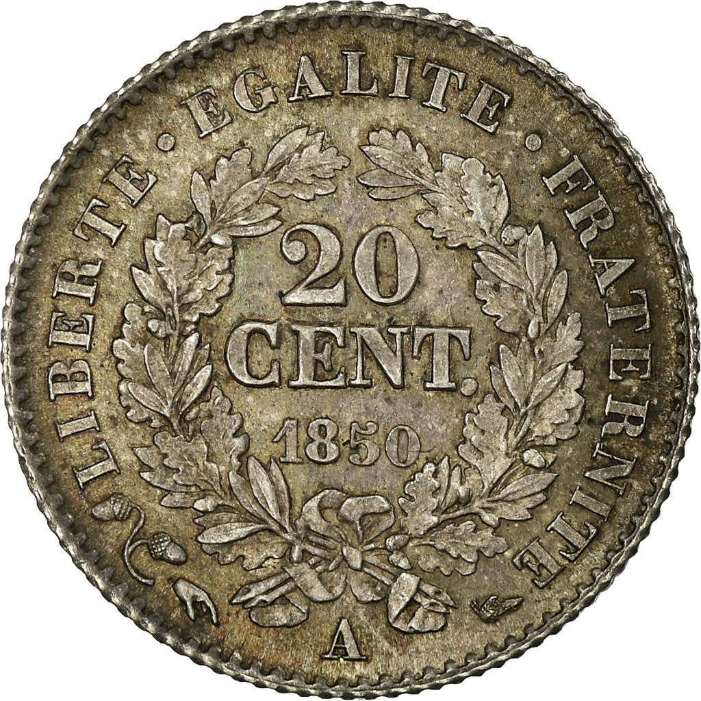 Münze, Frankreich, Cérès, 20 Centimes, 1850, Paris, VZ, Silber, KM:758.1