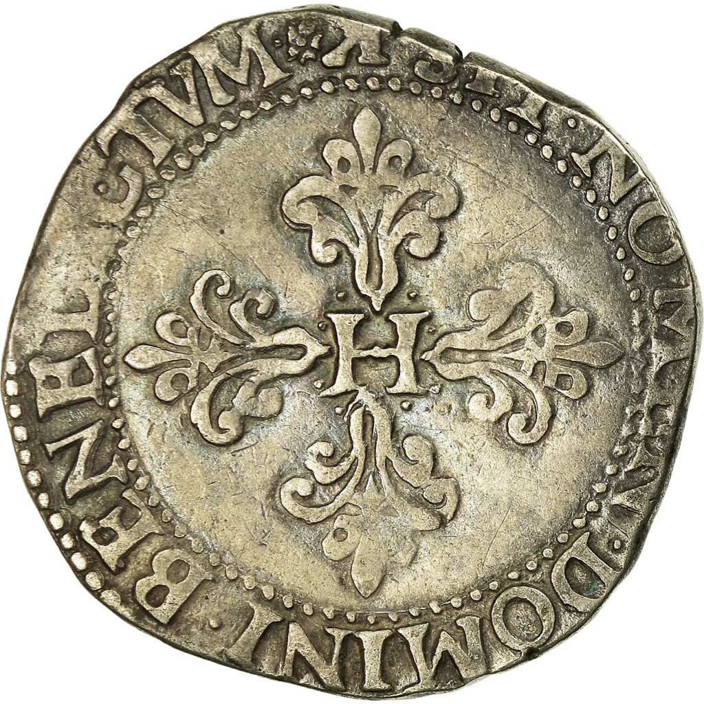 Moneda, Francia, Henri III, Franc au Col Plat, 1578, Bordeaux, BC+, Plata