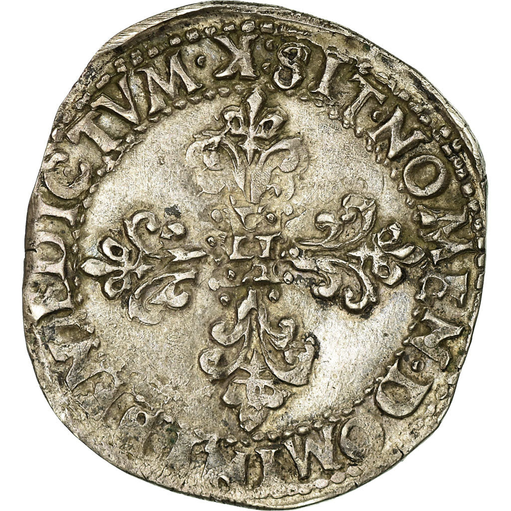 Moeda, França, Henri III, Demi Franc, 1588, Bordeaux, EF(40-45), Prata