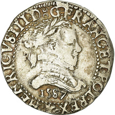 Coin, France, Henri III, Demi Franc, 1587, Bordeaux, VF(30-35), Silver