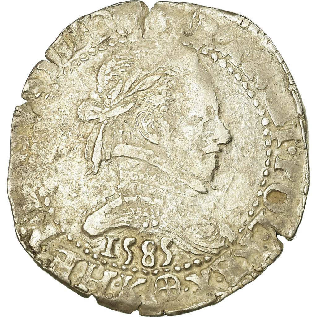 Moneta, Francja, Henri III, Demi Franc, 1585, Bordeaux, VF(30-35), Srebro