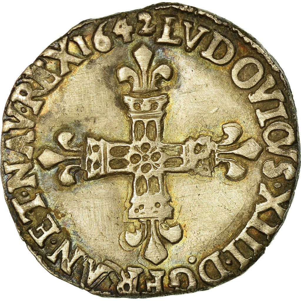 Coin, France, Louis XIII, 1/4 Écu à la croix, 1/4 Ecu, 1642, Bordeaux