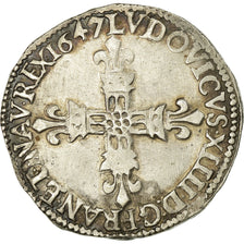 Coin, France, Louis XIV, 1/4 Écu, frappé au marteau, 1/4 Ecu, 1647, Bordeaux