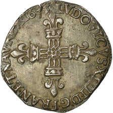 Moeda, França, Louis XIV, 1/4 Écu, frappé au marteau, 1/4 Ecu, 1645