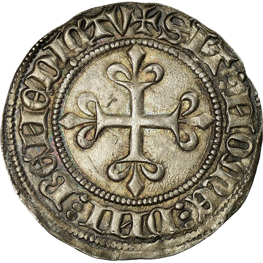 Coin, France, Charles VI, Gros aux lis, Tournai, AU(55-58), Billon, Duplessy:381