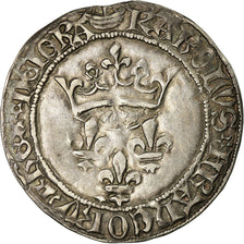 Coin, France, Charles VII, Gros de Roi, Bordeaux, AU(55-58), Silver