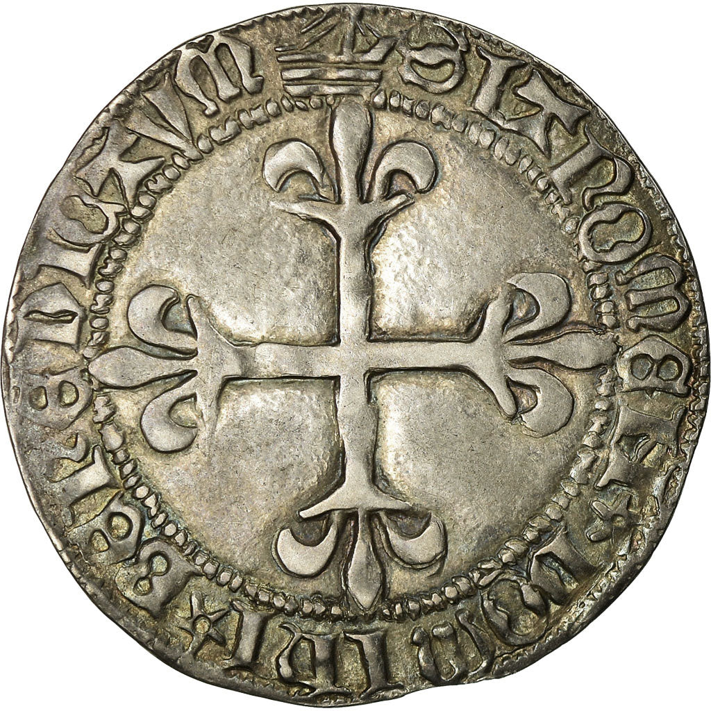 Coin, France, Charles VII, Gros de Roi, Bordeaux, AU(55-58), Silver