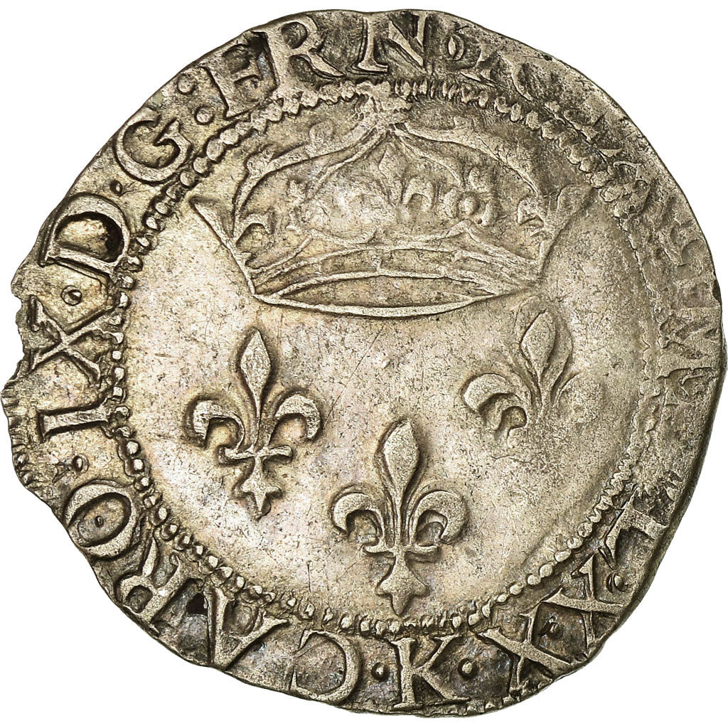 Coin, France, Charles IX, Double Sol Parisis, 1570, Bordeaux, EF(40-45), Silver