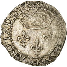 Coin, France, Charles IX, Double Sol Parisis, 1570, Bordeaux, EF(40-45), Silver