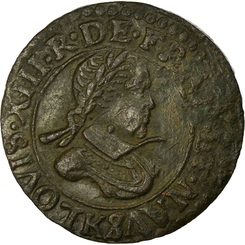 Moneta, Francia, Louis XIII, Double tournois, buste juvénile, Double Tournois