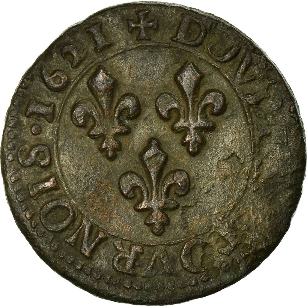 Moneta, Francia, Louis XIII, Double tournois, buste juvénile, Double Tournois