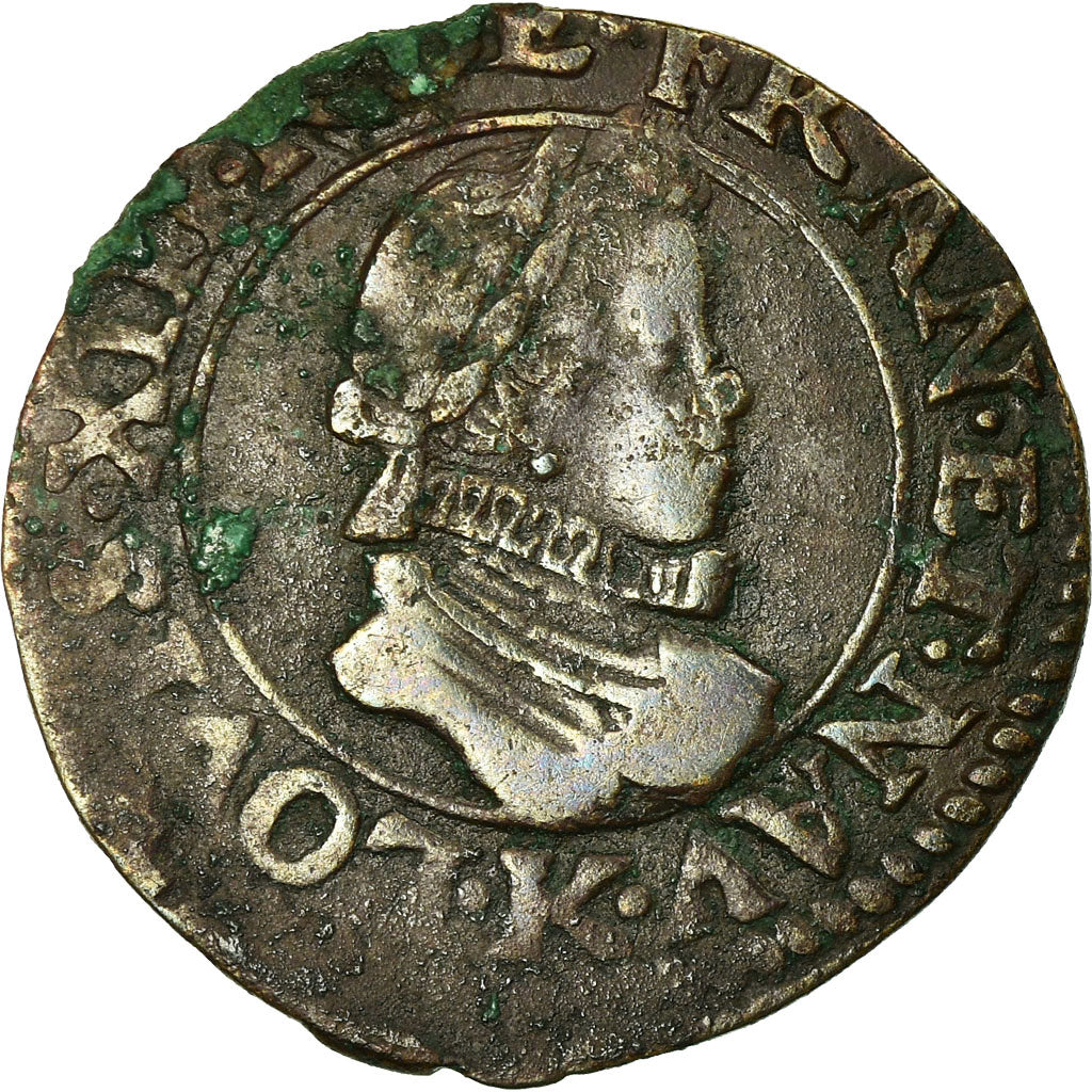 Coin, France, Louis XIII, Double tournois, buste enfantin, 1614, Bordeaux
