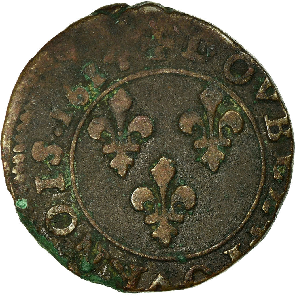 Coin, France, Louis XIII, Double tournois, buste enfantin, 1614, Bordeaux
