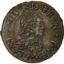 Coin, France, Louis XIII, Double tournois, buste laurée et drapé, 1638, Bordeaux