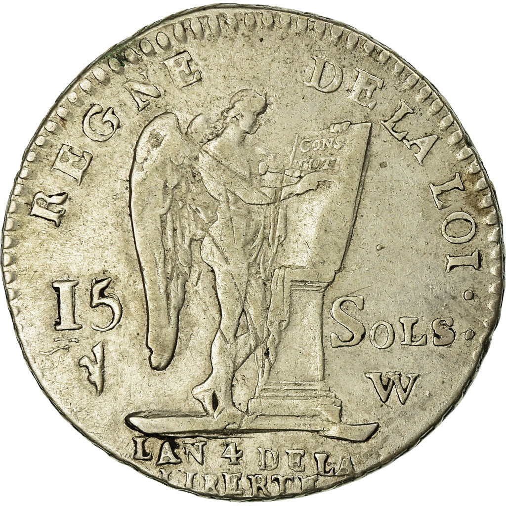 Moneda, Francia, Louis XVI, 15 Sols, 1792, Lille, MBC, Plata, Gadoury:36
