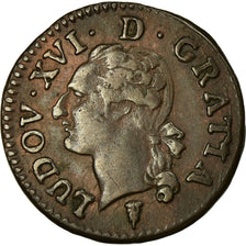 Moeda, França, Louis XVI, Liard, Liard, 1791, Bordeaux, EF(40-45), Cobre