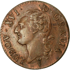 Moneda, Francia, Louis XVI, 1/2 Sol ou 1/2 sou, 1/2 Sol, 1791, Bordeaux, MBC