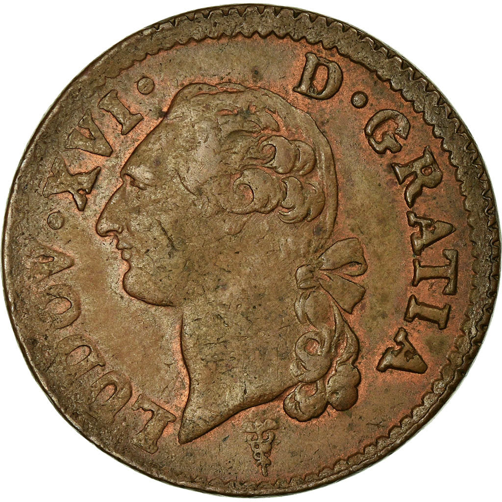 Moneta, Francja, Louis XVI, Sol ou sou, Sol, 1789, Bordeaux, EF(40-45), Miedź