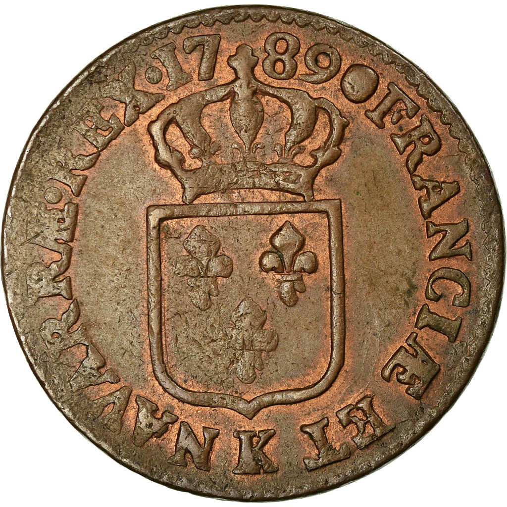 Moneta, Francja, Louis XVI, Sol ou sou, Sol, 1789, Bordeaux, EF(40-45), Miedź