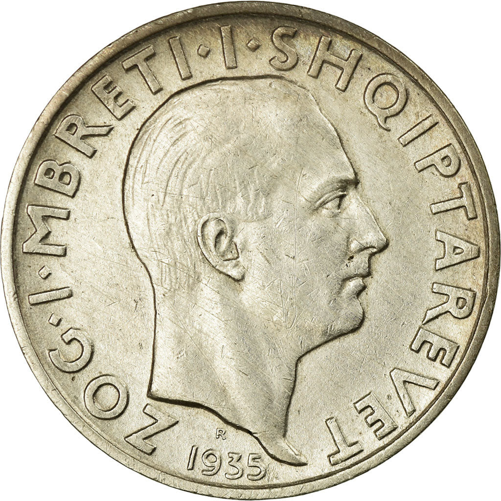 Coin, Albania, Zog I, 2 Franga Ari, 1935, Rome, EF(40-45), Silver, KM:17