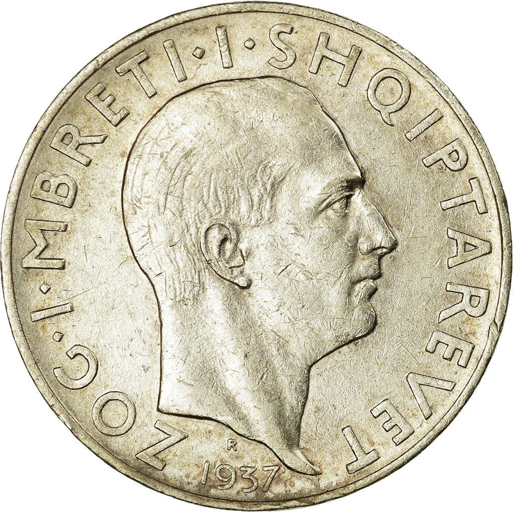 Moneda, Albania, Zog I, 2 Franga Ari, 1937, Rome, MBC, Plata, KM:19