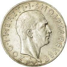 Moneda, Albania, Zog I, 2 Franga Ari, 1937, Rome, MBC, Plata, KM:19