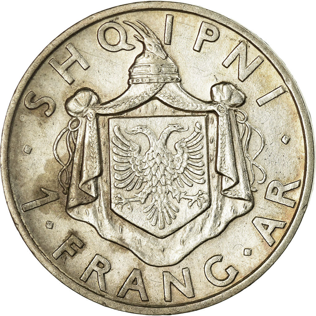 Münze, Albania, Zog I, Frang Ar, 1937, Rome, SS, Silber, KM:16