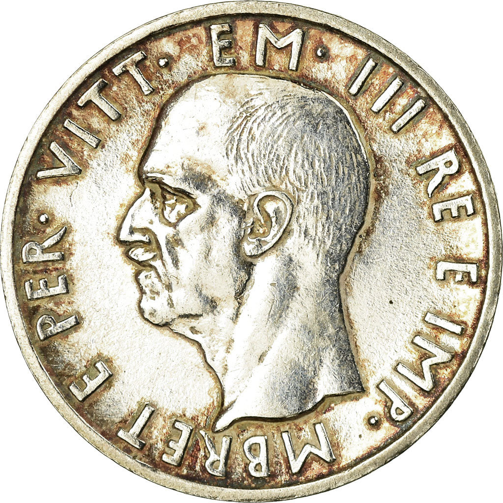 Coin, Albania, Vittorio Emanuele III, 5 Lek, 1939, Rome, EF(40-45), Silver