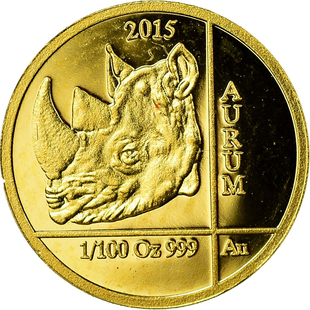 Coin, Rwanda, Rhinocéros, 10 Francs, 2015, MS(63), Gold